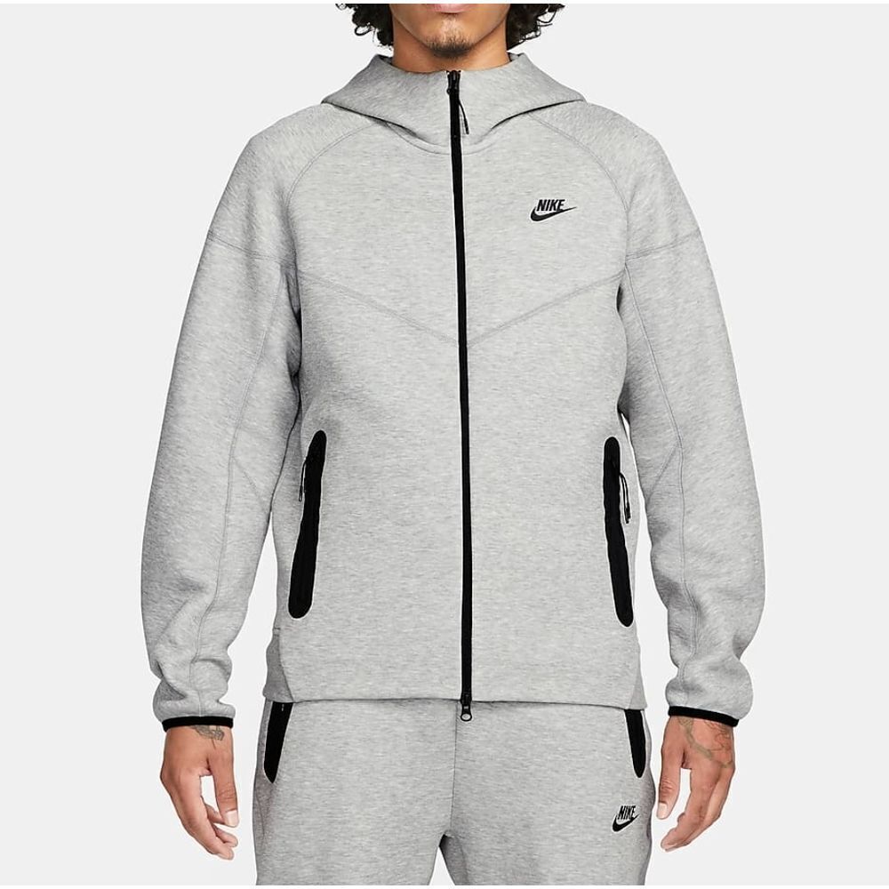 Nike Tech Fleece Windrunner Hooded Jacket Men's XL Heather Grey Black Pockets LE